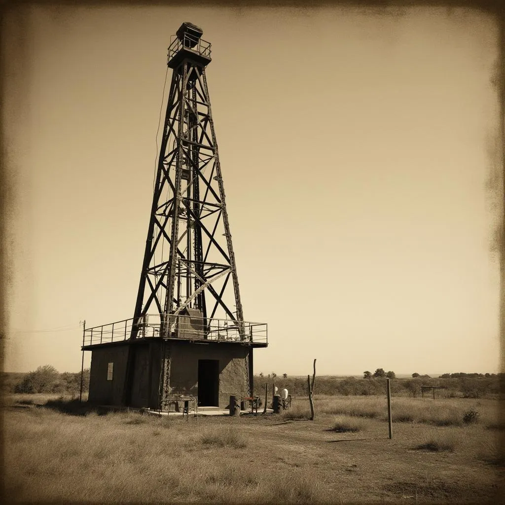 Imagen histórica de una torre de perforación en Argentina